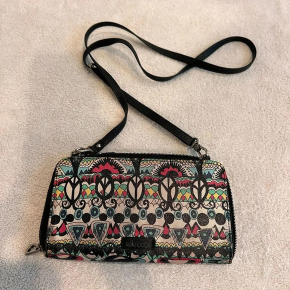 Sakroots Artist Womens Convertible Smartphone Crossbody Bag Wristlet Boho Wallet - Picture 4 of 15